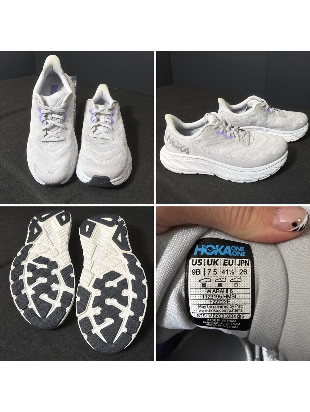 HOKA Arahi 6 Women's Size 9 Harbor Mist Silver Running Shoes